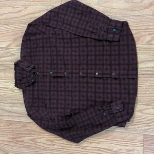 Slate & Stone deep purple and black corduroy 100% cotton button-down shirt, L